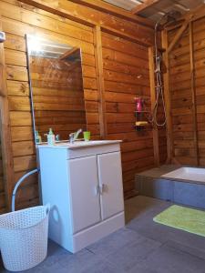 MtsangadouaLa maison du nord, T2 privé的浴室配有盥洗盆和浴缸。