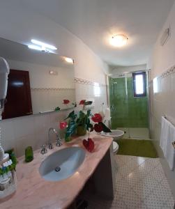 波西塔诺安提卡马希纳别墅的一间带水槽和淋浴的浴室