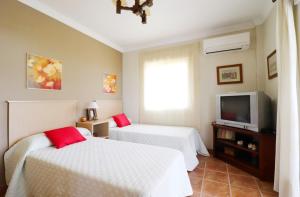 弗里希利亚纳Villa AndreaSol SpainSunRentals 1128的一间卧室配有两张床和电视