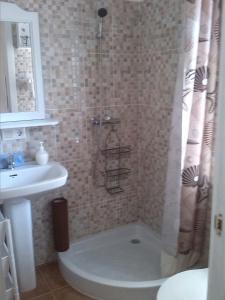 奇克拉纳－德拉弗龙特拉La posada的带淋浴、卫生间和盥洗盆的浴室