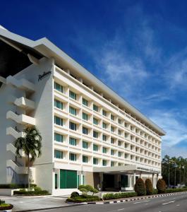 斯里巴加湾市汶萊丽筠酒店的酒店前面的 ⁇ 染