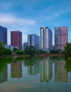 柳州柳州丽笙酒店的城市天际线,高楼和湖泊