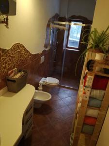 伊泽拉河畔亚布洛内茨Apartmán Alice的带淋浴、卫生间和盥洗盆的浴室