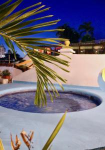 卡塔赫纳格罗里亚精品酒店的游泳池畔的棕榈树
