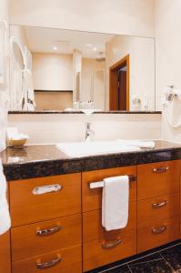 泰克伦堡图托贝格沃尔德环形酒店的一间带水槽和大镜子的浴室