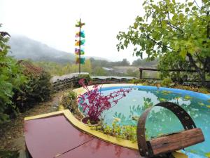 San Miguel del RobledoJardines del Robledo-Albar的花园中带水族馆的游泳池