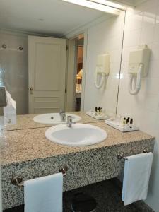阿利若巴朗弗雷斯特普萨达酒店的浴室的柜台设有水槽和镜子