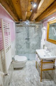 威尼斯EGO' Residence Venice的一间带水槽、淋浴和卫生间的浴室