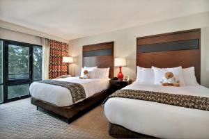 博伊西博伊西43号酒店的两间位于酒店客房的床,上面有两只泰迪熊