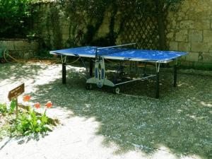 孔东德科德利埃乐家酒店的坐在院子里的一张蓝色乒乓球桌