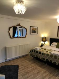 哈特尔普尔三一旅馆的卧室配有一张床,墙上设有镜子