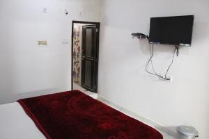奥拉奇哈Sunset Backpackers Hostel的一间卧室配有一张床和一台平面电视