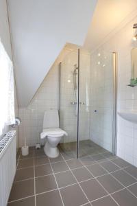 Ljugarn阿德瑞博住宿加早餐旅馆的带淋浴和卫生间的浴室。