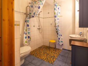 维埃雷格Ferienpark Vieregge - Haus 1 D的浴室配有卫生间、淋浴和盥洗盆。