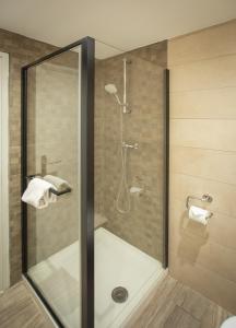 布里昂松布里松山酒店的浴室里设有玻璃门淋浴