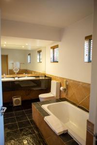 约翰内斯堡十邦帕酒店的带浴缸、卫生间和盥洗盆的浴室