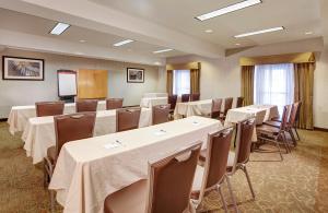 Sorrento圣地亚哥索伦托谷智选假日酒店的配有桌椅和讲台的会议室