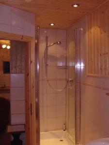 DerenburgHalmis FeWo的带淋浴的浴室和玻璃门