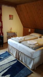 滨湖费尔德朱莉娅膳食公寓酒店的一间带两张床的卧室和地毯