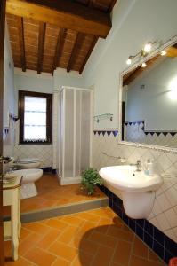 卡斯泰尔菲奥伦蒂诺拉寇德艾尔莎乡村民宿的浴室设有2个盥洗盆、淋浴和镜子。