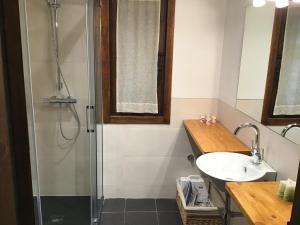 埃斯库瑙Prat des Artigues的带淋浴和盥洗盆的浴室