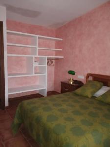 TodolellaMasico Santana的一间卧室设有一张床和一个白色书架