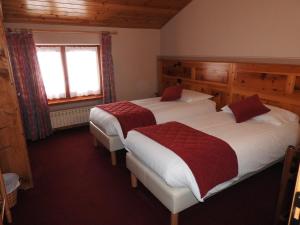 尚波吕克克劳施尔酒店的一间卧室设有两张床和窗户。