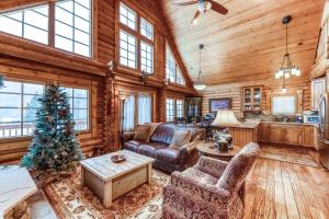 格兰德莱克Grand Lake Grandeur的客厅里摆放着家具和圣诞树