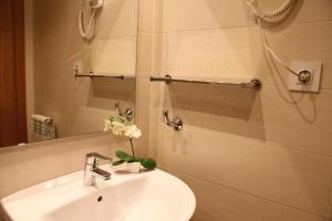 菲格拉斯菲格雷斯中心公寓的浴室设有白色水槽和镜子