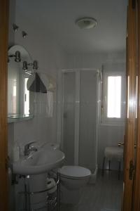 卢戈格然维阿酒店的一间带水槽、卫生间和淋浴的浴室
