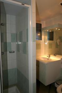 Guchen阿比宗洛克酒店的带淋浴和盥洗盆的浴室