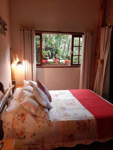 维奥康德马奥Chale Raio De Luz的一间卧室设有一张大床和窗户