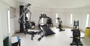 维戈泽尼特维戈酒店的一间设有健身房的房间,里面设有健身器材