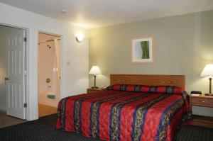 Clearlake Oaks滨海湖汽车旅馆的一间酒店客房 - 带一张床和一间浴室