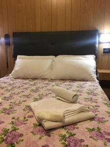 里米尼佐丹奴斯皮亚贾格酒店的一张带毯子的床和两个枕头