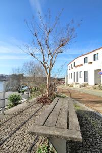 贡多马尔RestOnDouro Oporto的街道上树边的木凳