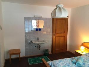 平茨高谷地霍勒尔斯巴赫Mitterhaidgut的一间带水槽和床的小浴室