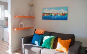 巴塞罗那桑茨之感公寓的客厅配有带色彩缤纷枕头的沙发