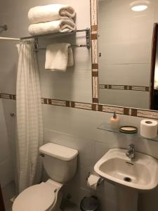 特木科卢安科酒店的浴室配有白色卫生间和盥洗盆。