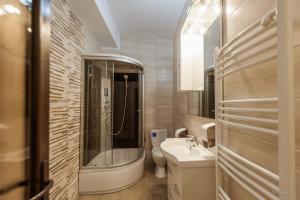 皮特什蒂Dany Rent A Home的一间带水槽、淋浴和卫生间的浴室