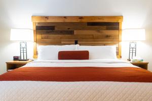 艾兰帕克萨特尔山度假酒店的一间卧室配有一张大床和两盏灯