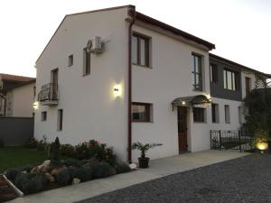IrigFruška Gora Guesthouse的院子里有门的白色房子