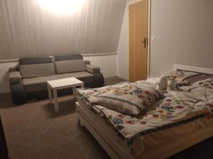 维斯瓦U Janka的一间卧室配有一张床和一张沙发