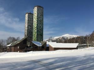 新得町桑塔日旅馆的一座有两座高大的雪楼