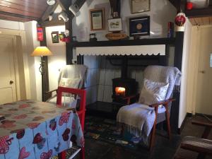 BallycrossaunShannon Breeze Cottage的客厅配有两把椅子和壁炉