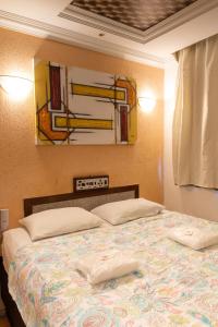 萨尔瓦多Hotel Plaza Campo Grande的一间卧室配有一张壁画床