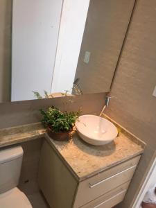 嘎林海斯港LINDO, NOVO, ÓTIMA LOCALIZAÇÃO的一间带水槽和卫生间的浴室