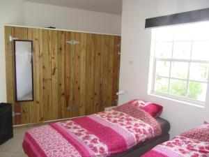 克拉伦代克Apartment GreenFlash的一间卧室配有一张床、镜子和窗户