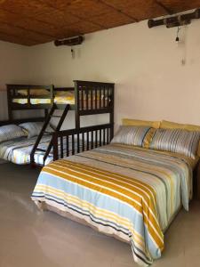杜马格特Pulangbato Falls Mountain Resort的一间卧室,配有两张床