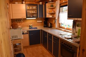 上陶恩MaRei-Hütte的厨房配有木制橱柜和台面
